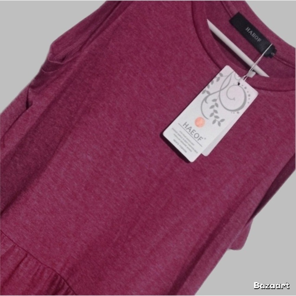 Haeof Womens Burgundy Tiered Ruffle Tank Dress S NWT Flowy‎ Soft